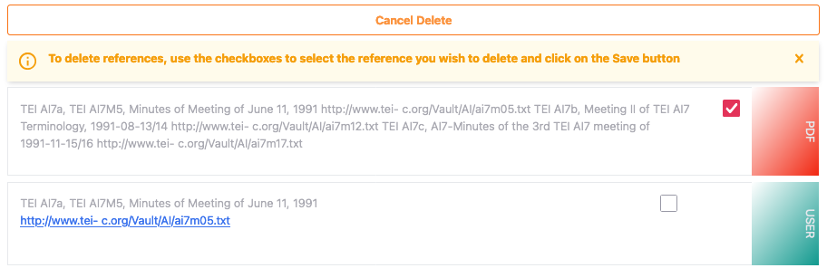 Remove references: selection Remove references: selection