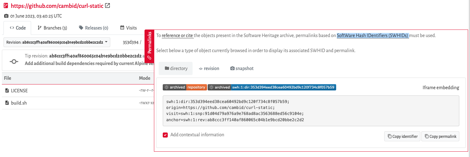 Where to find SWHID?