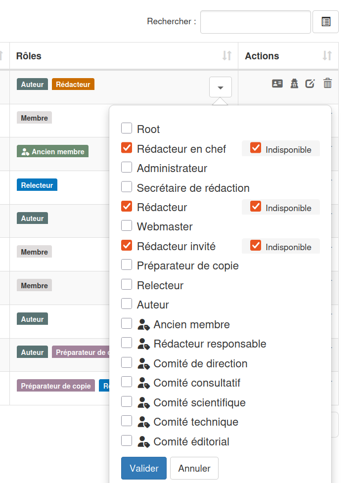 Administration des utilisateurs