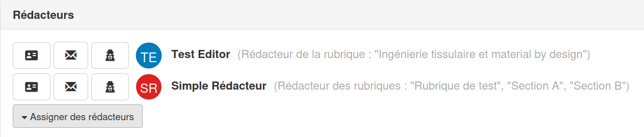 Page d'administration de l'article