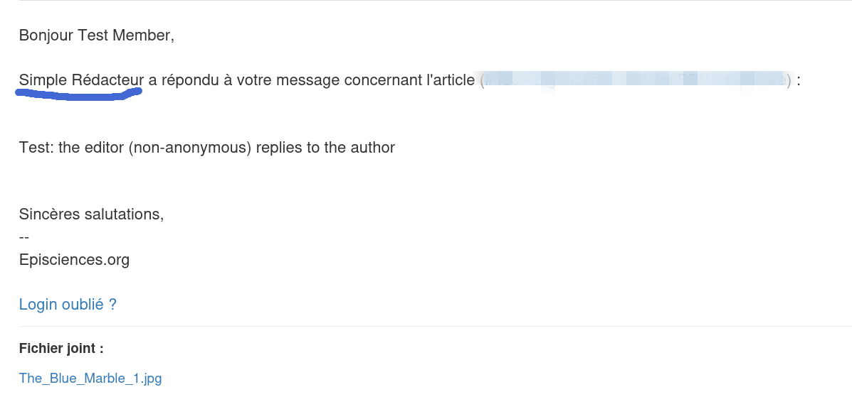 Notification par email avec le nom réel du rédacteur Notification par email