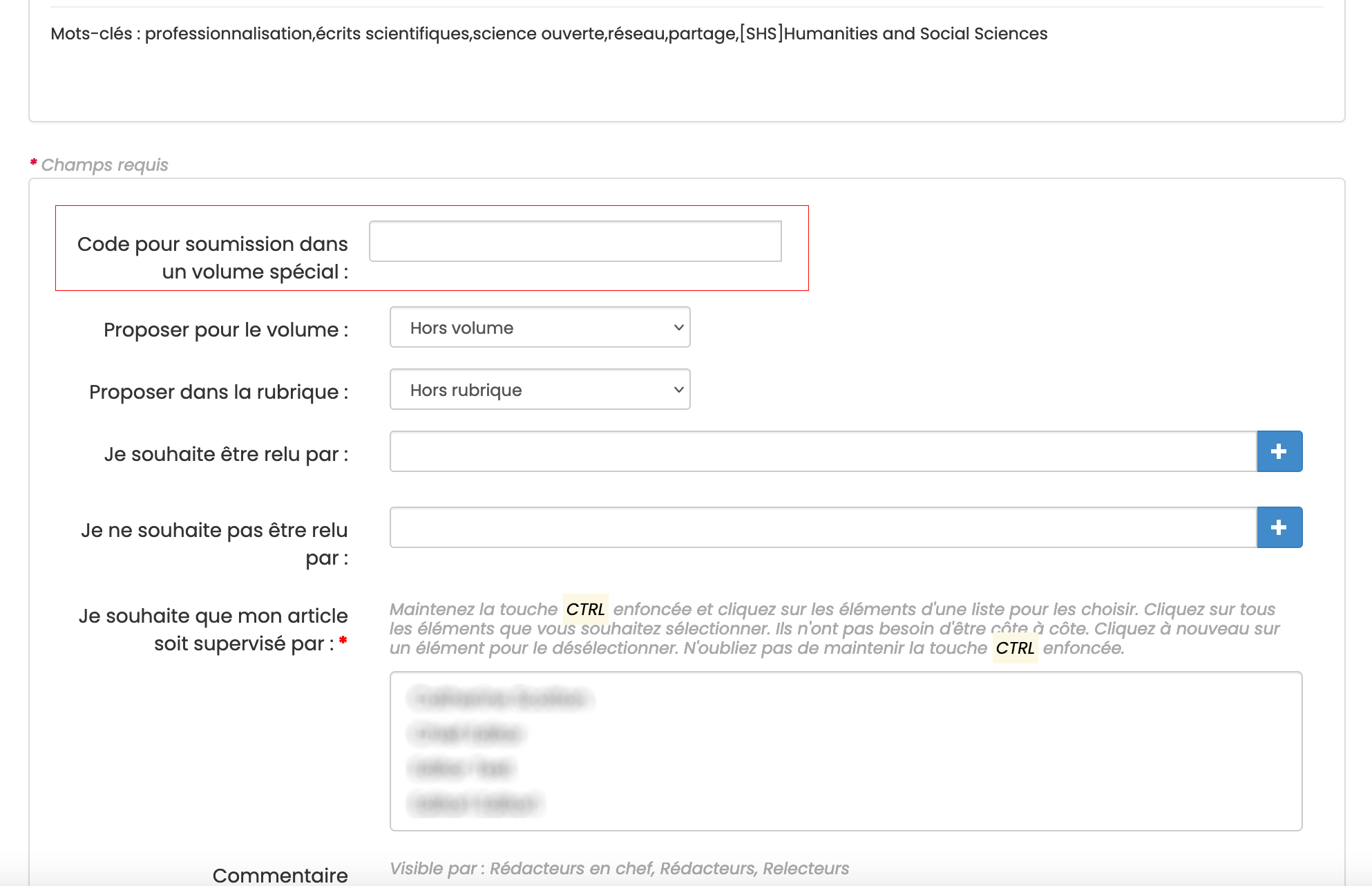 Soumettre un document dans un volume spécial Soumettre un document dans un volume spécial